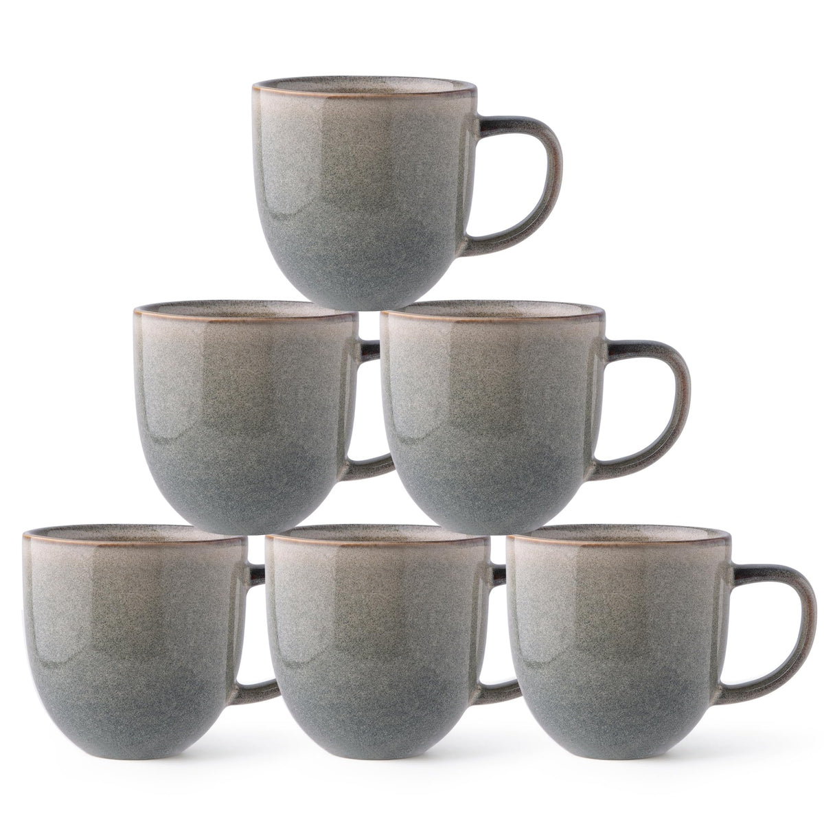 AmorArc 12oz Coffee Mugs, Ceramic Coffee Mugs set of 6 for Man, Woman, Dad, Mom, Modern Coffee Mugs with handle for Latte/Cappuccino/Milk/Cocoa. Dishwasher&Microwave Safe, Cappuccino