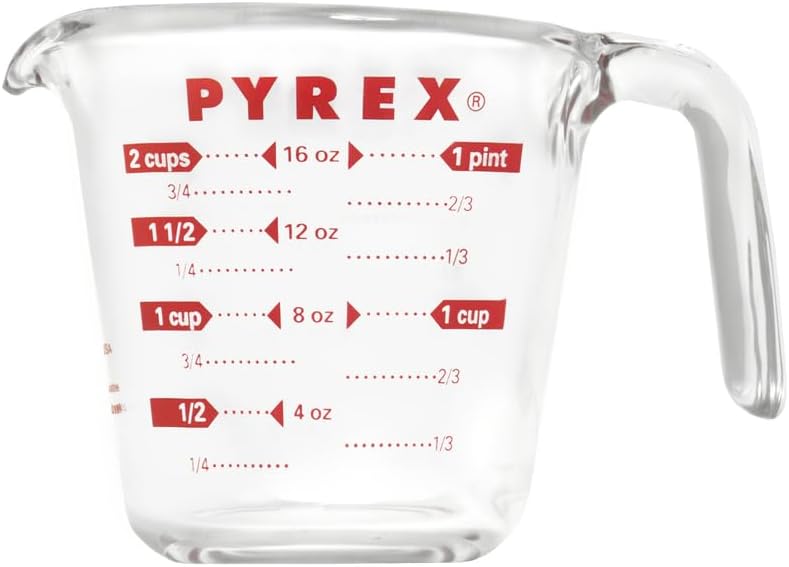 Pyrex Prepware 6001075 Measuring Cup, Red Graphics, Clear