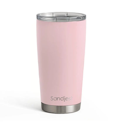SANDJEST 20oz Stylish Botanical Daisies Insulated Stainless Steel Coffee Flask - Portable, Leakproof, Double-Wall Keeps Coffee Cozy Longer, Cup Holder Friendly, Reusable, Gym-to-Office Use, Iced or Hot Ready, Gift for Her