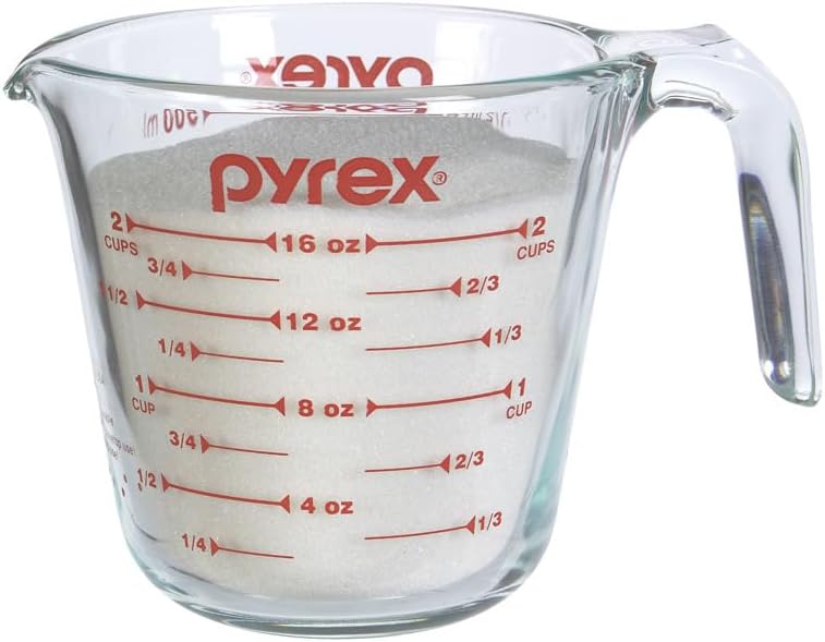 Pyrex Prepware 6001075 Measuring Cup, Red Graphics, Clear