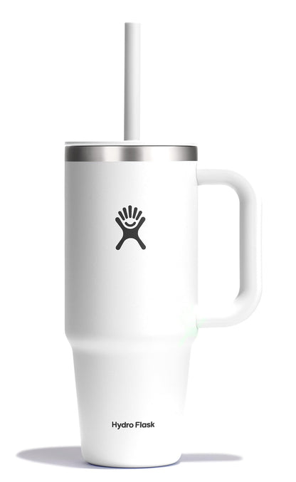 Hydro Flask Travel Tumbler with Handle, Lid and Straw - Insulated Stainless Steel in 40 Oz Agave