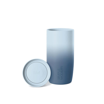 Simple Modern Insulated Travel Coffee Mug 360° Lid | 16oz | Green | Voyager Ceramic-Lined Insulated Stainless Steel Coffee Tumbler Iced Coffee Cup, Mug with Lid | Fits Cupholder, Sea Glass Sage
