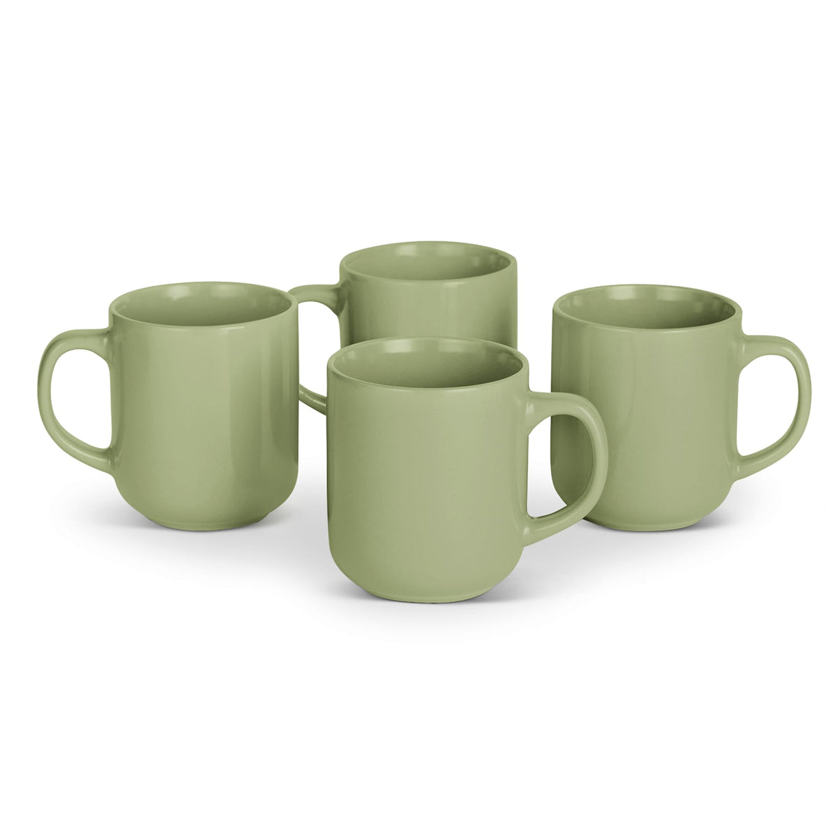 Amazon Basics Glazed Stoneware Coffee Mugs, Ceramic 4-Piece Set, 16 oz, Microwave and Dishwasher-Safe, Ivory