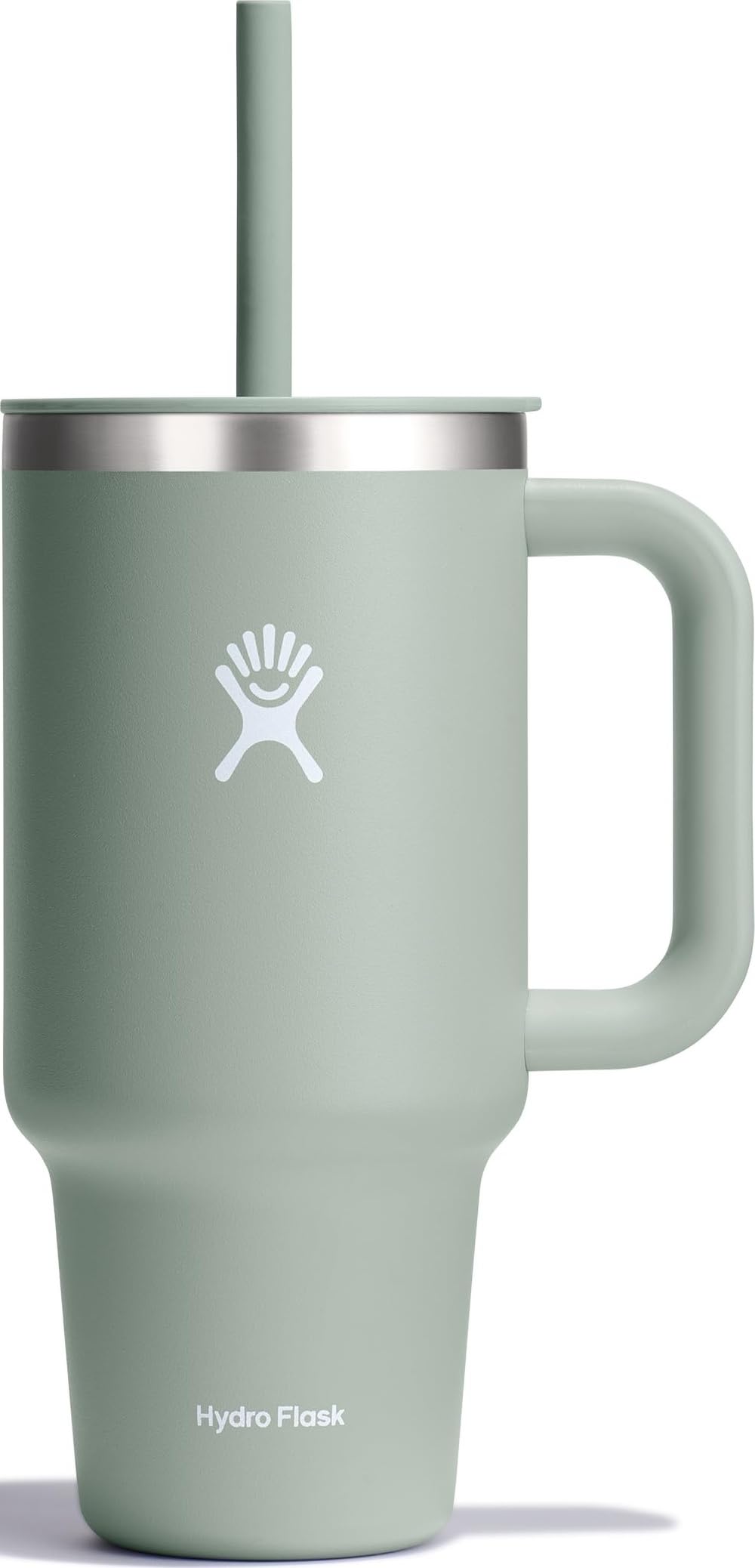 Hydro Flask Travel Tumbler with Handle, Lid and Straw - Insulated Stainless Steel in 40 Oz Agave