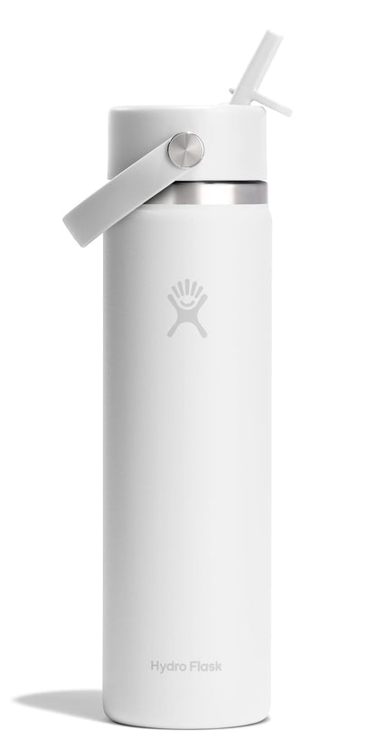 Hydro Flask Water Bottle - Insulated Stainless Steel - Wide Mouth Flex Straw Lid, Non Spill, Leakproof and Refillable in 32 Oz Tonal Birch