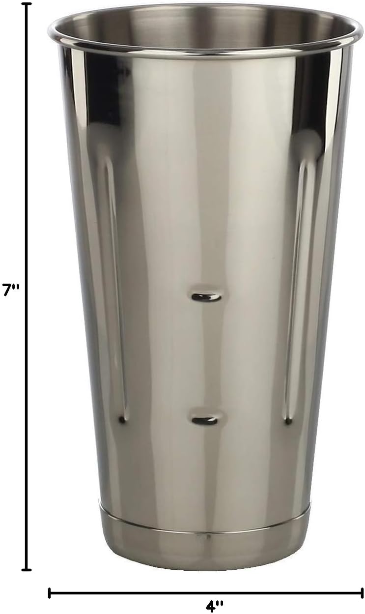Libertyware Stainless Steel Malt Milkshake Mixing Cup 2 Pack - Two Ice Cream and Milkshake Machine Cups - 30 oz Stainless Steel Malt Milkshake Cup for Milkshake Machines - Two 30 oz Cups