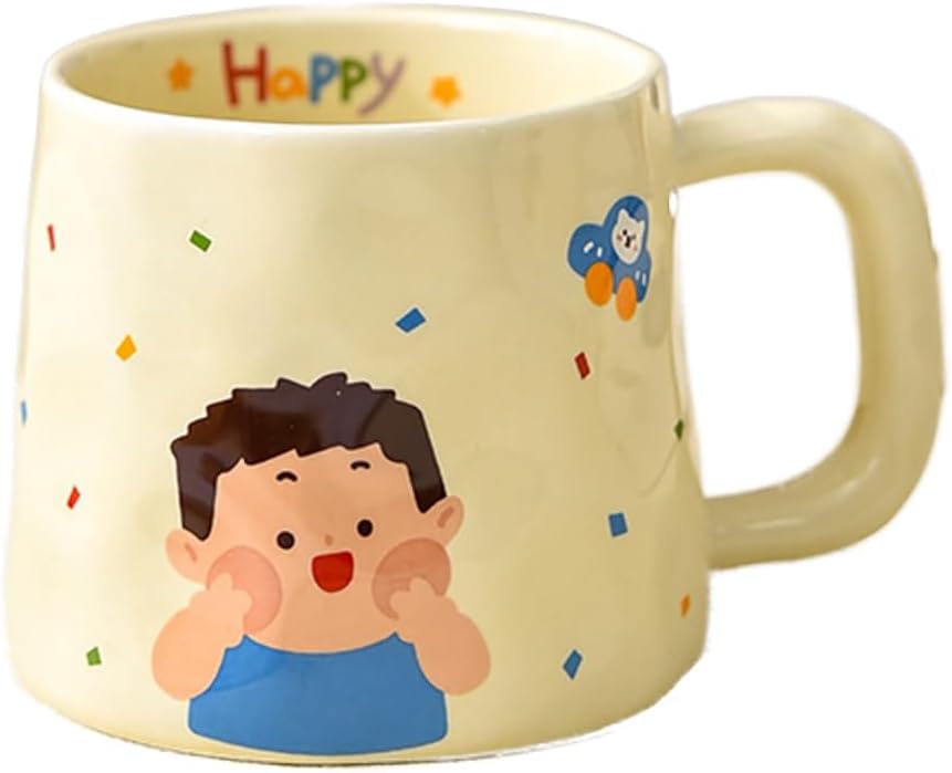 380ml-12.5oz cartoon milk parent-child cup breakfast drinking ceramic cup-adolescents