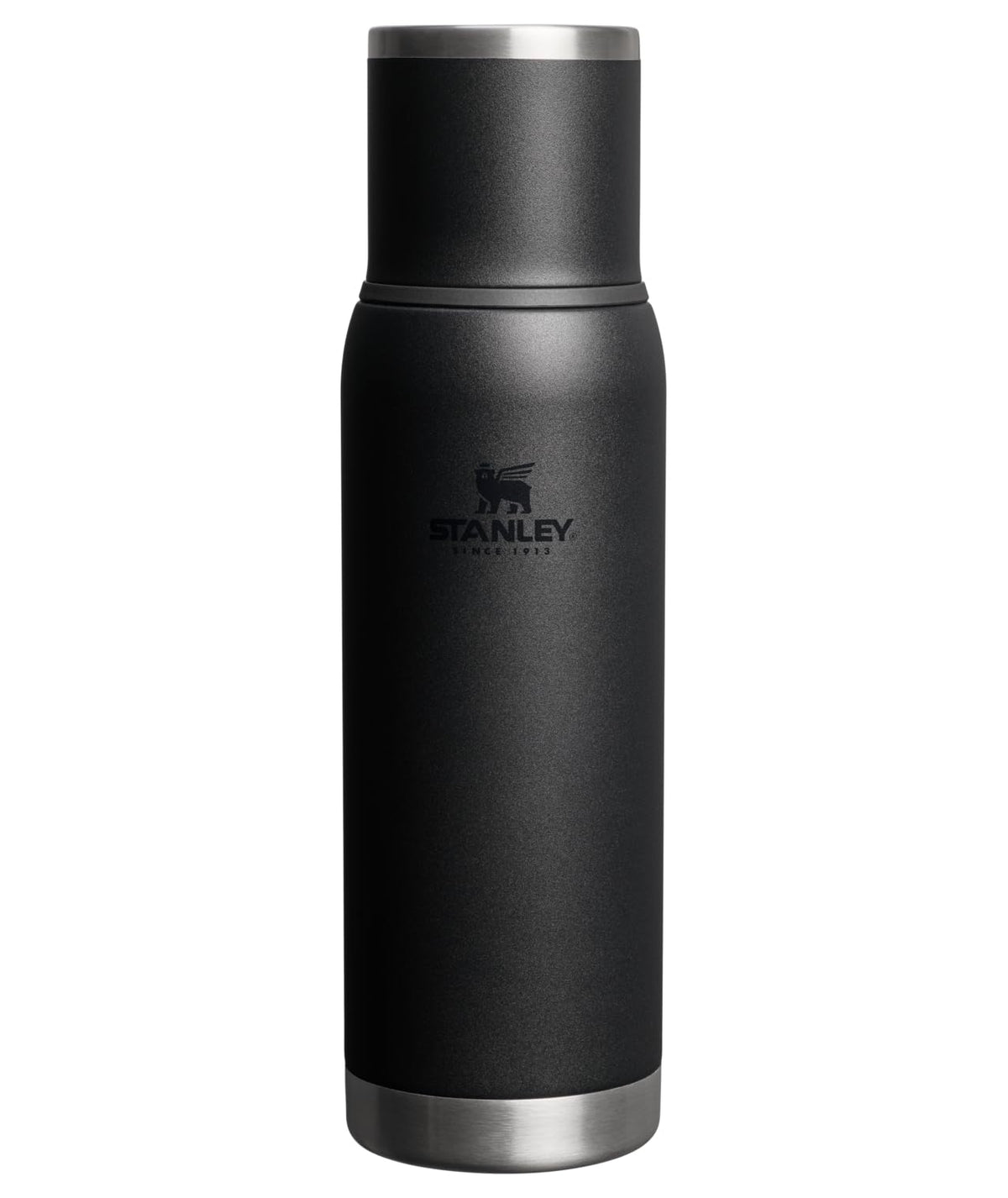Stanley Adventure-To-Go Vacuum Bottle 25 oz | Wide Mouth with Leakproof Cup Lid | Keep Drinks Hot or Cold | Packable for Travel | Insulated Stainless Steel Thermal Bottle | BPA-Free | Frost White