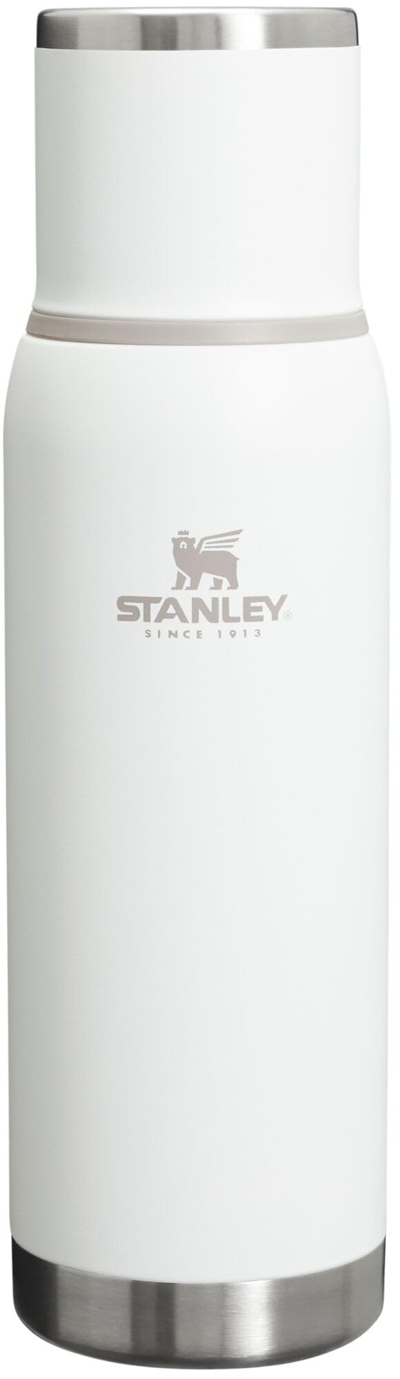 Stanley Adventure-To-Go Vacuum Bottle 25 oz | Wide Mouth with Leakproof Cup Lid | Keep Drinks Hot or Cold | Packable for Travel | Insulated Stainless Steel Thermal Bottle | BPA-Free | Frost White