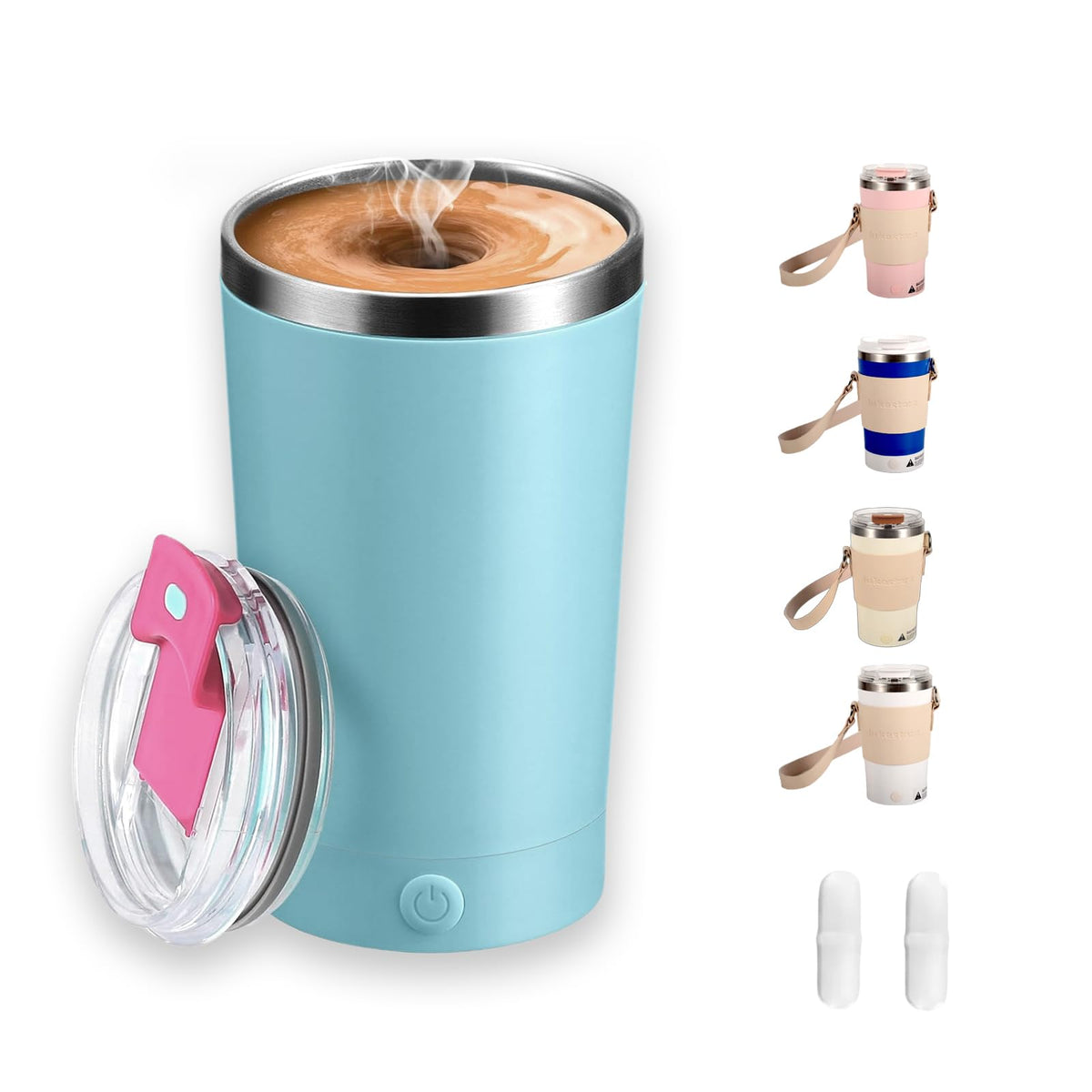 Self Stirring Mug with Lid, 13.5oz Magnetic Stirring Coffee Cup, Rechargeable 316 Stainless Steel, Auto-Mixing for Coffee, Milk, Protein Powder（Beige）