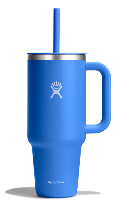 Hydro Flask Travel Tumbler with Handle, Lid and Straw - Insulated Stainless Steel in 40 Oz Agave