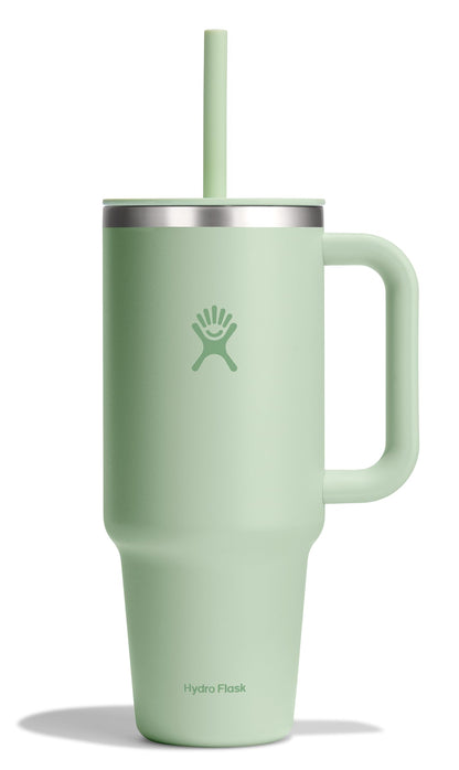 Hydro Flask Travel Tumbler with Handle, Lid and Straw - Insulated Stainless Steel in 40 Oz Agave