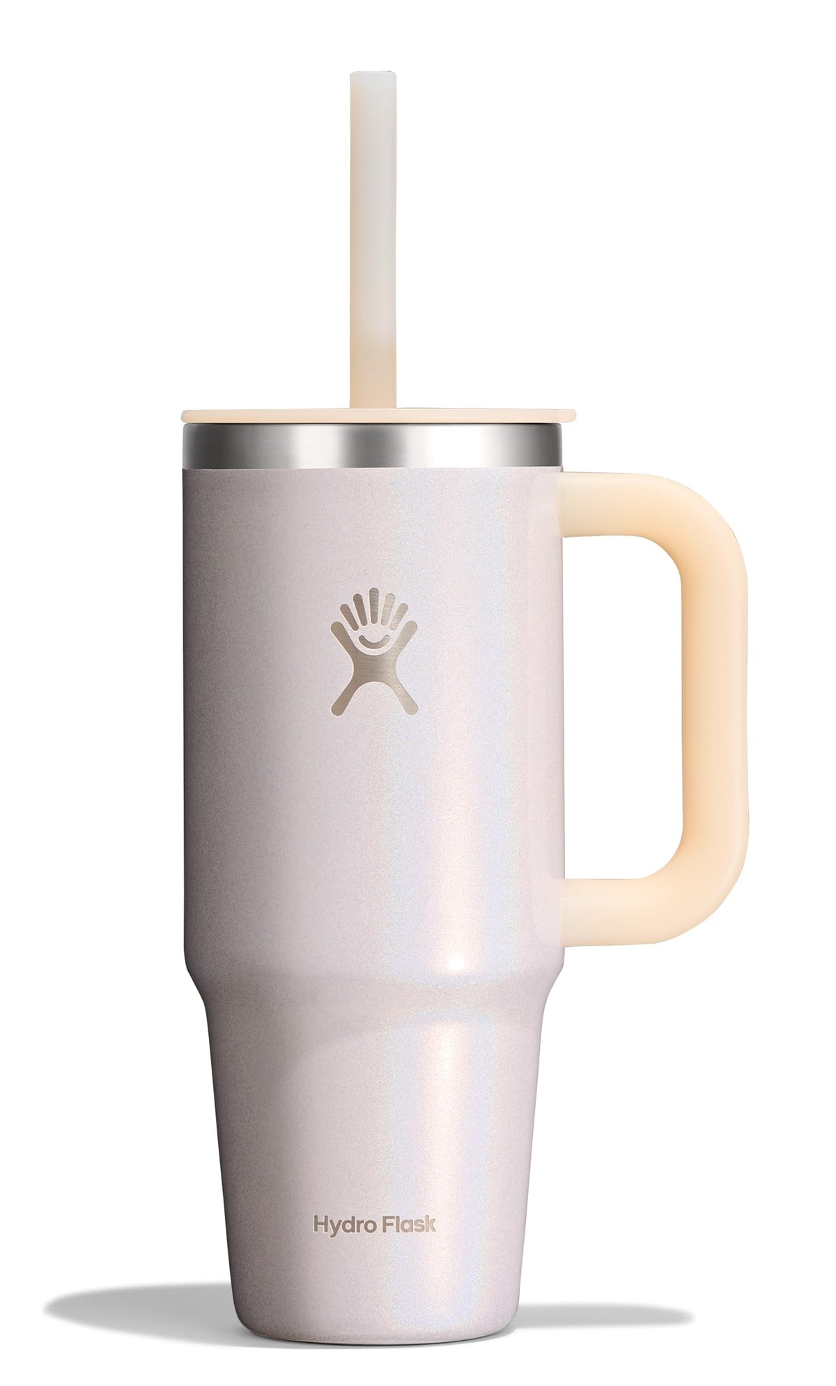 Hydro Flask Travel Tumbler with Handle, Lid and Straw - Insulated Stainless Steel in 40 Oz Agave