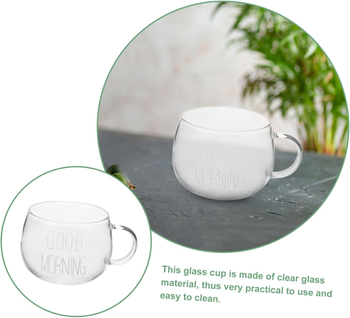 Glass Milk Cup Handle Borosilicate Mug for Breakfast Cereal and Microwave Safe Stylish and Functional for Home Office Use