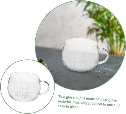Glass Milk Cup Handle Borosilicate Mug for Breakfast Cereal and Microwave Safe Stylish and Functional for Home Office Use