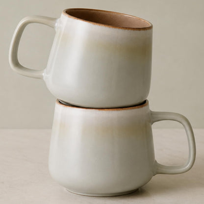 Ava Nord Large Stoneware Ceramic Coffee Mugs Set of 4 | 16 oz | Sage Ash | Lead-Free, Non-Toxic, Freezer - Microwave & Dishwasher Safe, Comfortable Handle, Aesthetic Nordic Design for Latte, Tea