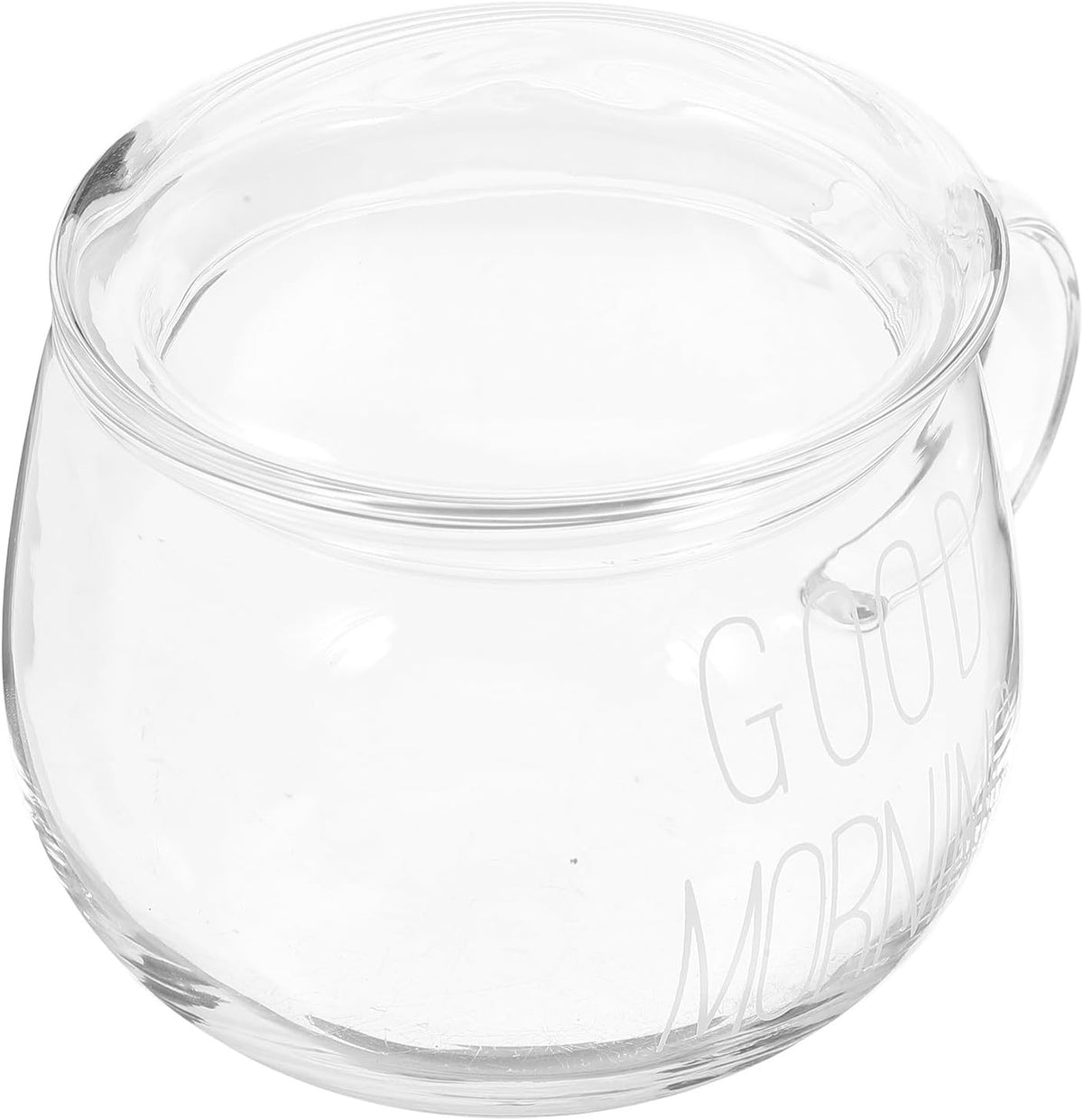 INOOMP Glass Milk Mug with Handle, Heat-resistant Breakfast Beverage Cup for Oatmeal and Tea, White Lettering with Lid, 1pcs Sturdy Glass Coffee and Latte Drinking Cup for Home Use