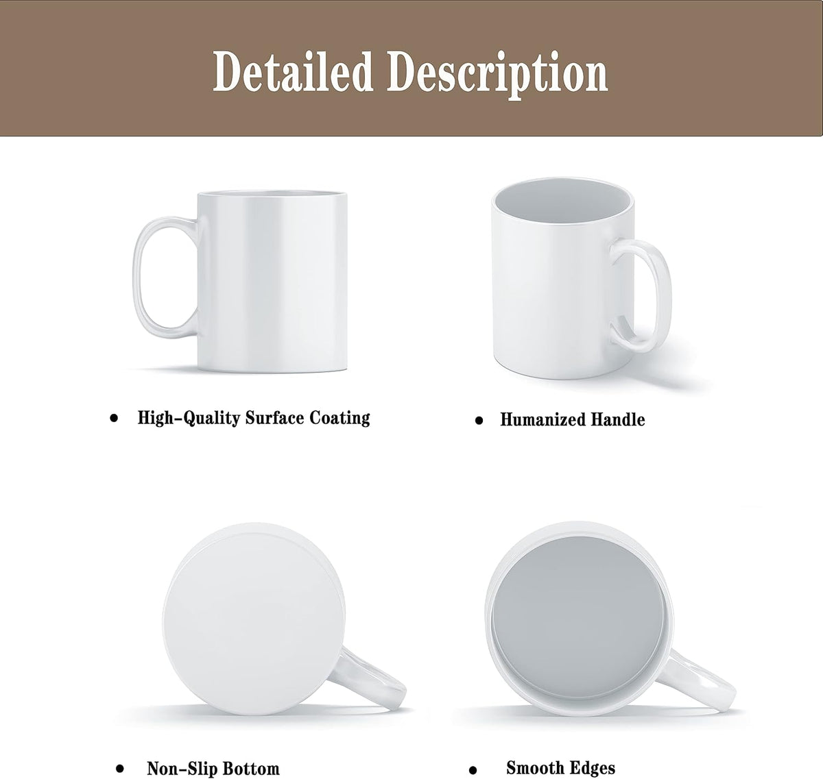 TANGLONG 11oz White Ceramic Sublimation Cups,12PCS Mugs Blank for DIY gifts | Tazas Para Sublimar,Ceramic Cup,Sublimation Mugs Blank, Bulk Mugs for Coffee, Tea, Latte, Soup, Milk, Cocoa, homemade gifts
