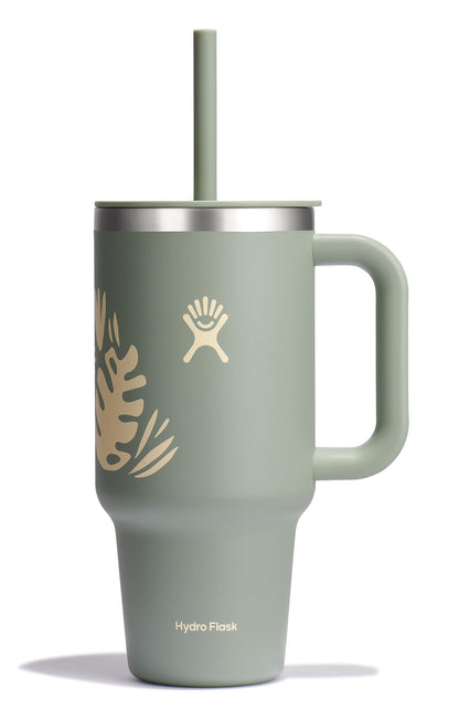 Hydro Flask Travel Tumbler with Handle, Lid and Straw - Insulated Stainless Steel in 40 Oz Trillium