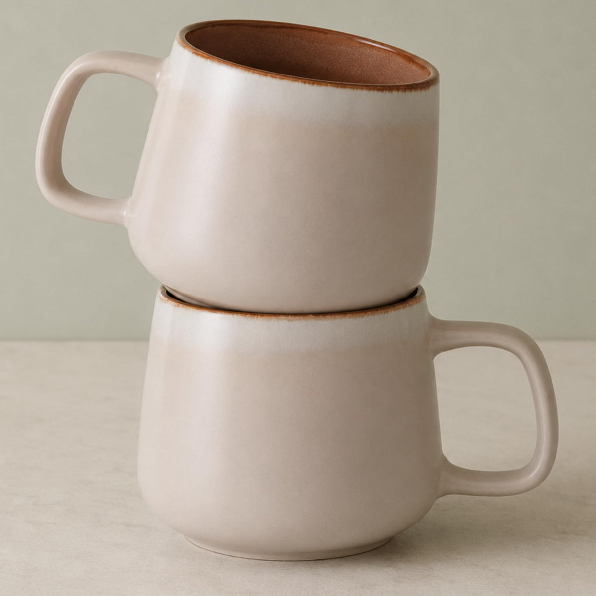 Ava Nord Large Stoneware Ceramic Coffee Mugs Set of 4 | 16 oz | Sage Ash | Lead-Free, Non-Toxic, Freezer - Microwave & Dishwasher Safe, Comfortable Handle, Aesthetic Nordic Design for Latte, Tea