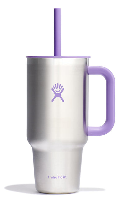 Hydro Flask Travel Tumbler with Handle, Lid and Straw - Insulated Stainless Steel in 40 Oz Trillium