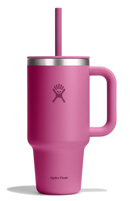 Hydro Flask Travel Tumbler with Handle, Lid and Straw - Insulated Stainless Steel in 40 Oz Agave