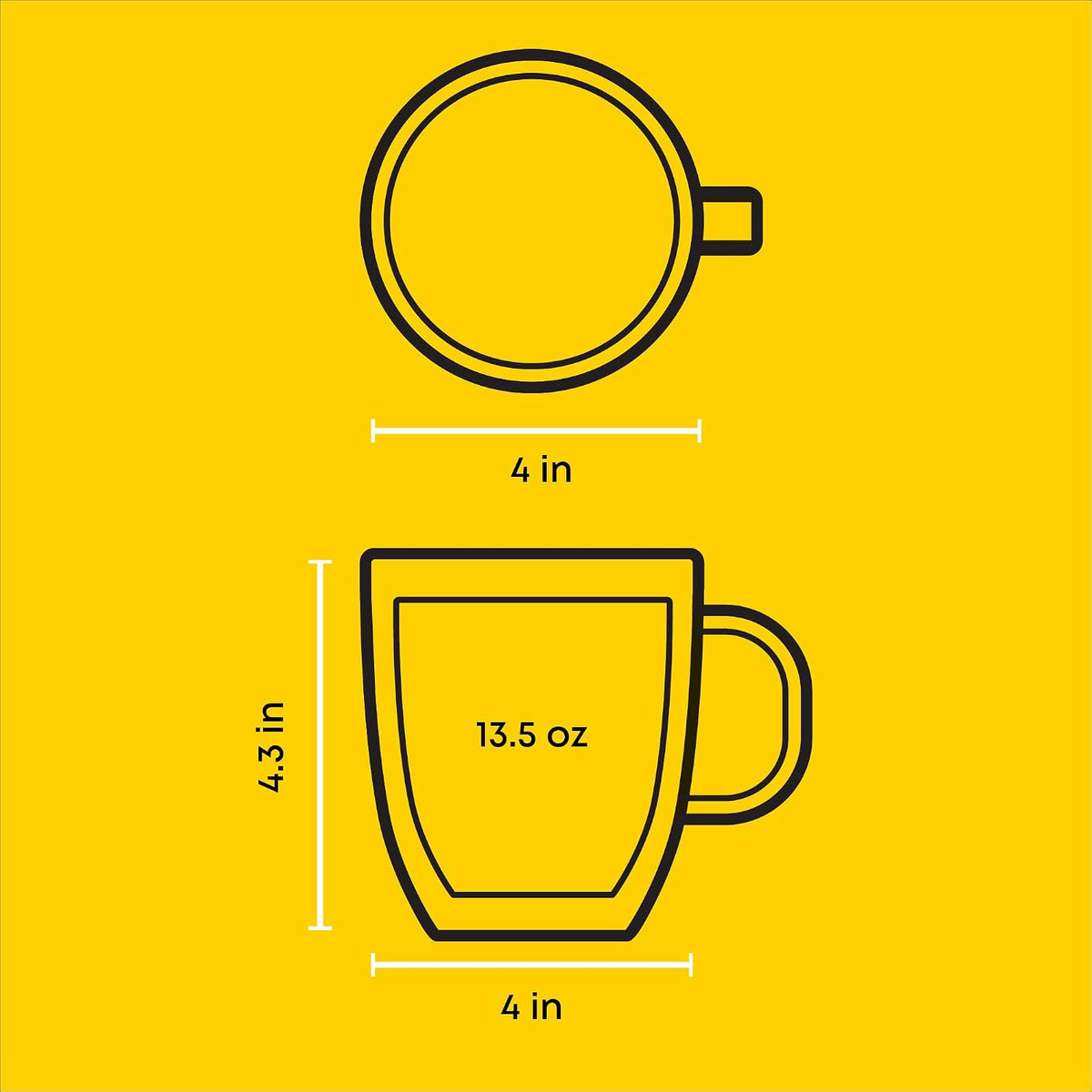 JoyJolt Savor Double Wall Insulated Glasses - Coffee Mugs (Set of 2) - 13.5-Ounces