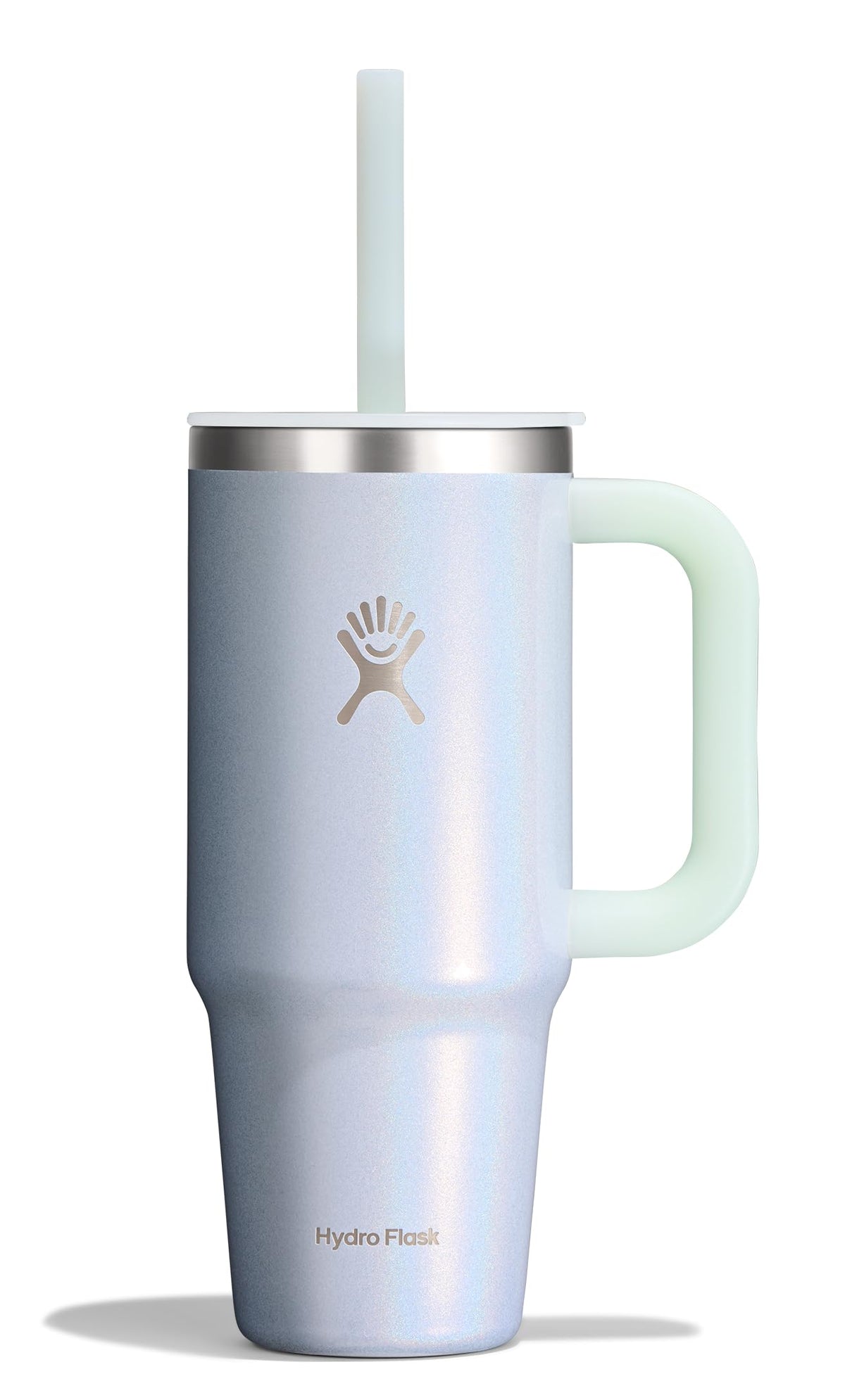Hydro Flask Travel Tumbler with Handle, Lid and Straw - Insulated Stainless Steel in 40 Oz Agave