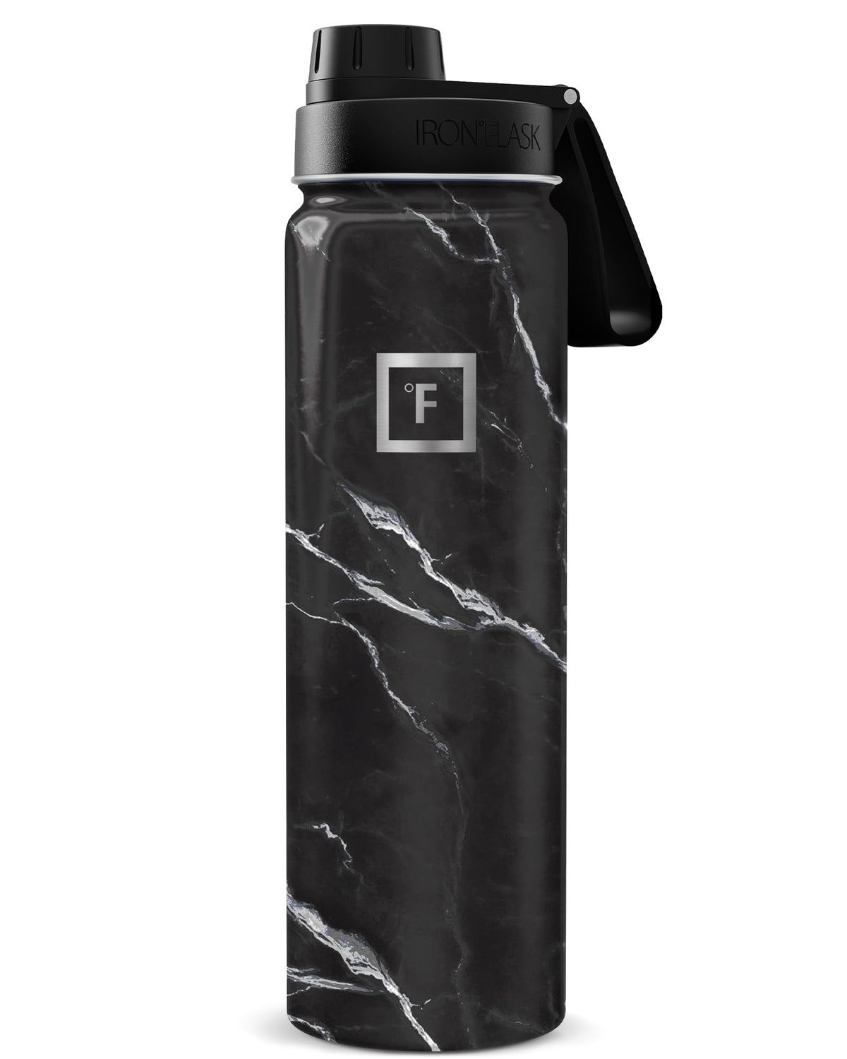 IRON °FLASK 32 oz Wide Mouth Water Bottle with 3 Lids | Insulated Stainless Steel Sports Water Bottle with 3 Leakproof Lids - BPA Free, Cold 24 Hrs, Sweat Free (Midnight Black)