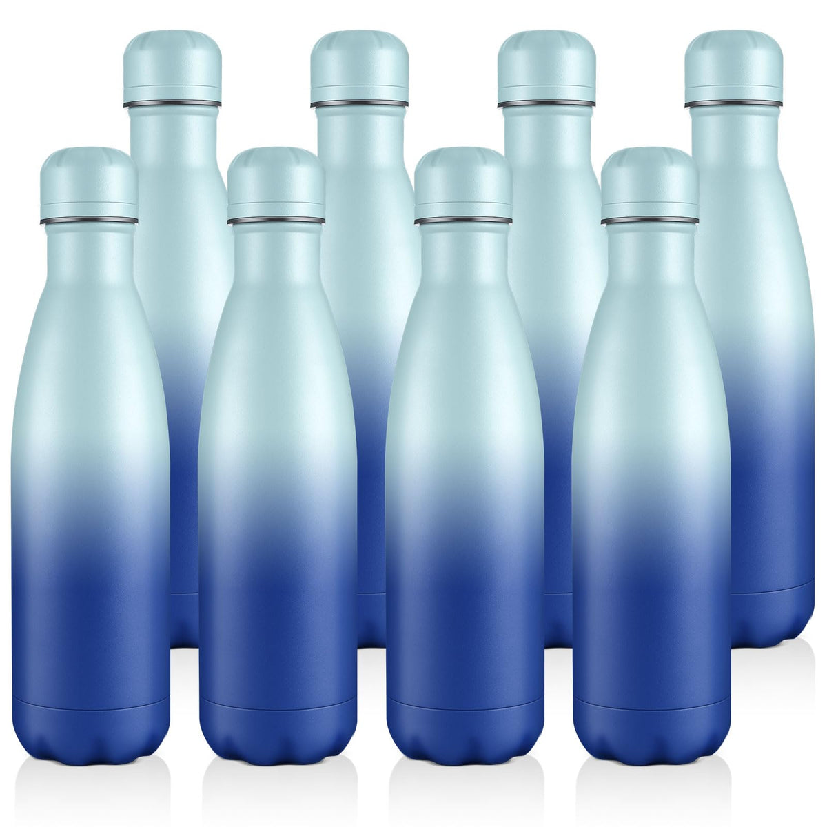 Volhoply 17oz Insulated Stainless Steel Water Bottle, Double Wall Vacuum Flask, Keeps Cold 24h & Hot 12h, Available in Packs of 1, 4, or 8（Silver,1 Pack)