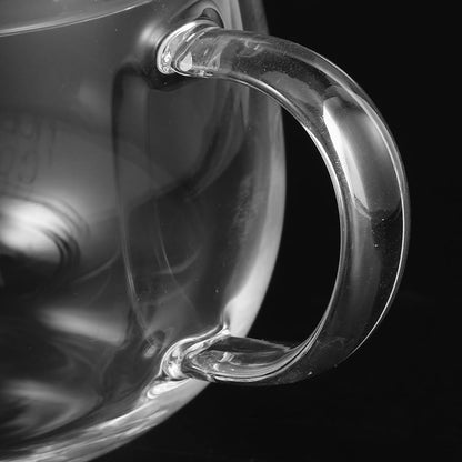 Heat-resistant Glass Milk Cup with Handle White Letter Cereal Breakfast Mug Borosilicate Glass for Office and Home Use