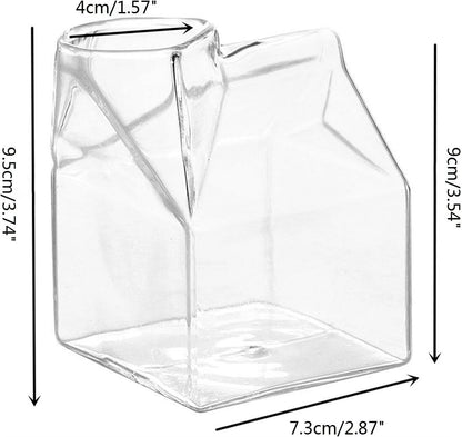 Milk Box Shape Glass Cups Clear Cocktails Glasses Square Container Pitcher Students Drink Bottle Teas Drinkware