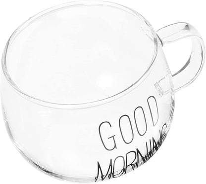 PRETYZOOM Milk Glass Cup Double-wall Heat-resistant Glass Mug Reusable Drinking Cup for Breakfast Milk Cereal Fruit