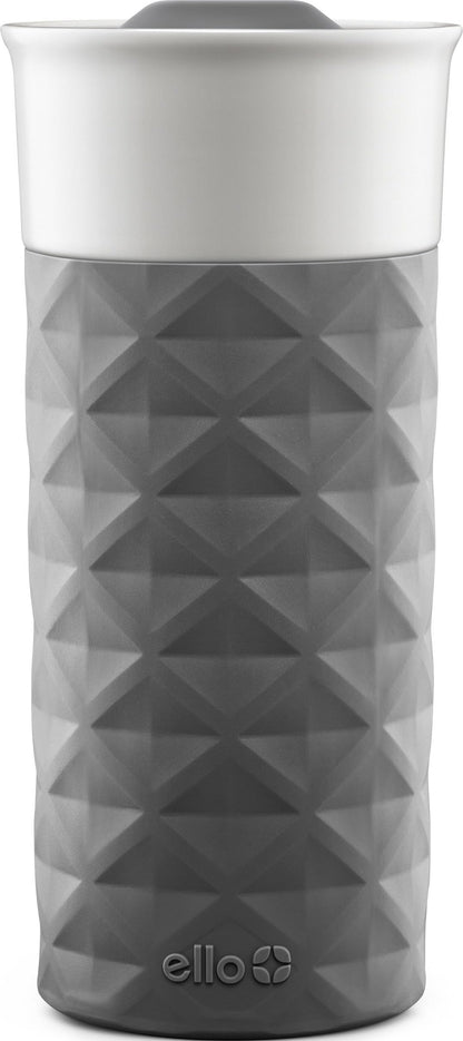 Ello Ogden 16oz Ceramic Travel Mug with Splash-Resistant Slider Lid and Protective Silicone Sleeve, Perfect for Coffee or Tea, BPA-Free, Dishwasher Safe | Splash-resistant ceramic travel mug with slider lid and protective silicone sleeve. BPA-free, great
