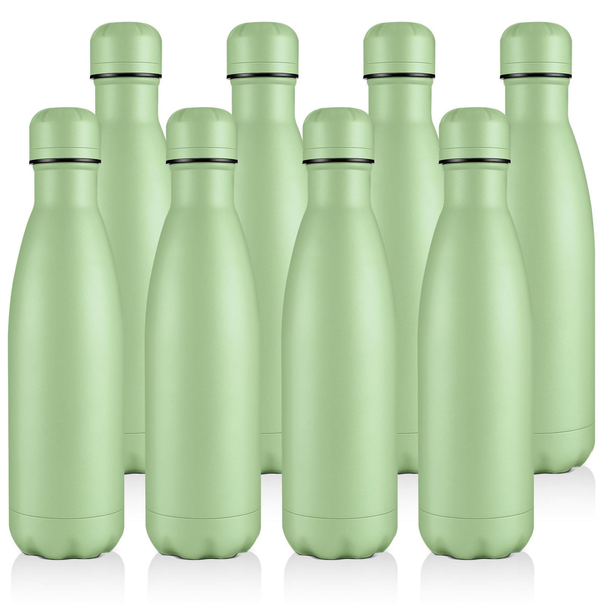 Volhoply 17oz Insulated Stainless Steel Water Bottle, Double Wall Vacuum Flask, Keeps Cold 24h & Hot 12h, Available in Packs of 1, 4, or 8（Silver,1 Pack)