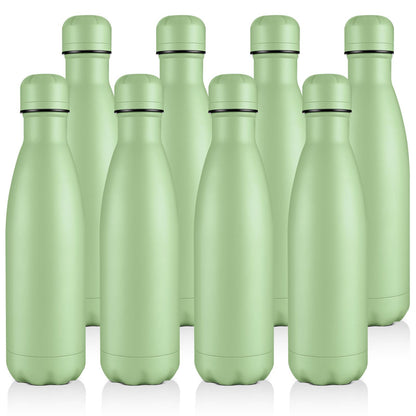 Volhoply 17oz Insulated Stainless Steel Water Bottle, Double Wall Vacuum Flask, Keeps Cold 24h & Hot 12h, Available in Packs of 1, 4, or 8（Silver,1 Pack)