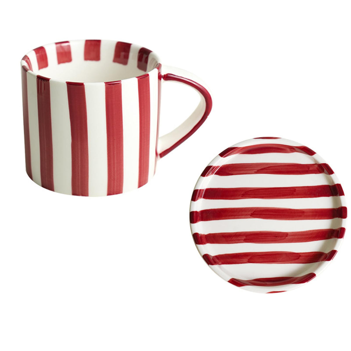 8 Oz Coffee Mug Large Espresso Cups With Saucer Ceramic Coffee Mugs Porcelain Coffee Cup With Saucer Hand-Painted Striped Art Cup And Saucer,C