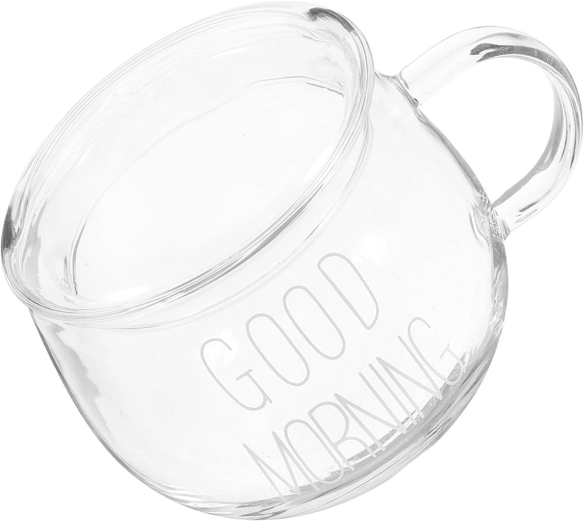 Heat-resistant Glass Milk Cup with Handle White Letter Cereal Breakfast Mug Borosilicate Glass for Office and Home Use