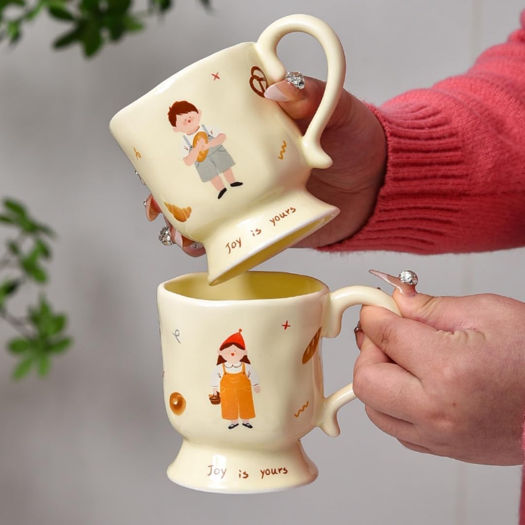 300Ml Ceramic Oatmeal Breakfast Milk Cup For Couples