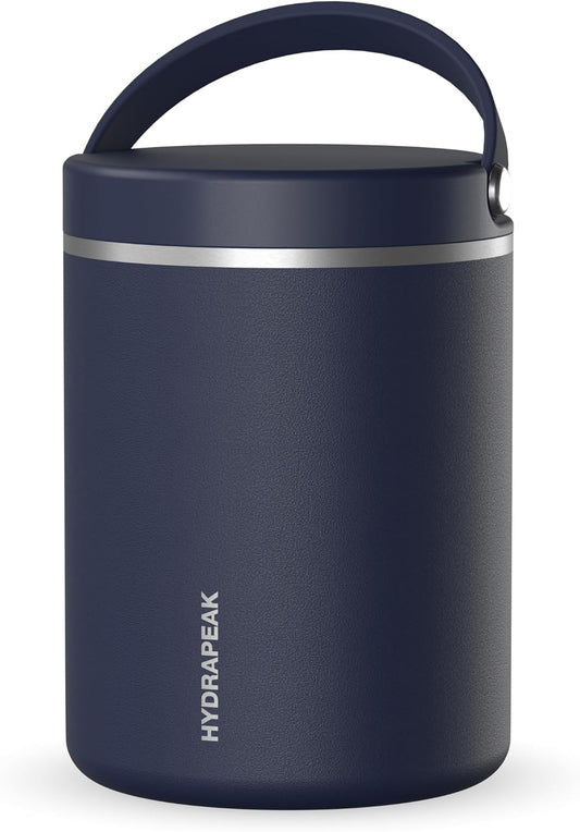 Hydrapeak 32oz Stainless Steel Vacuum Insulated Food Jar for Hot Food and Cold Food, Wide Mouth Leak-Proof Soup Jar for Adults, 10 Hours Hot and 16 Hrs Cold (Navy)