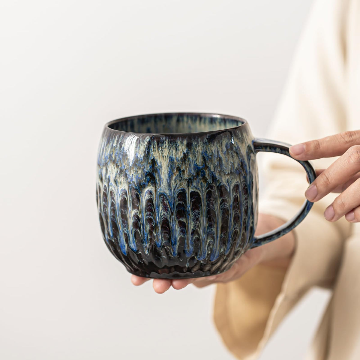 Large Ceramic Coffee Mug - 20oz Big Tea Cup, Blue | Large Tea Mug, Microwave Safe, Dishwasher Safe