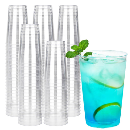 RACETOP 200 Pack 9 oz Clear Plastic Cups for Party | Disposable Clear Cup, Disposable Cups, Wine Glasses Cups, Plastic Cocktail Glasses