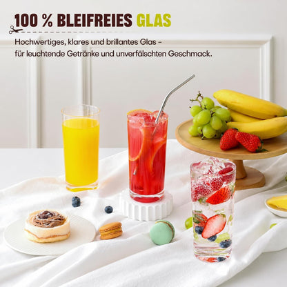 Highball Glasses Set of 6, 16oz Tall Drinking Glasses, Water Glass for Kitchen, Tom Collins Glasses, Mojito Glass Cups, Cocktail Glasses for Bar Glassware
