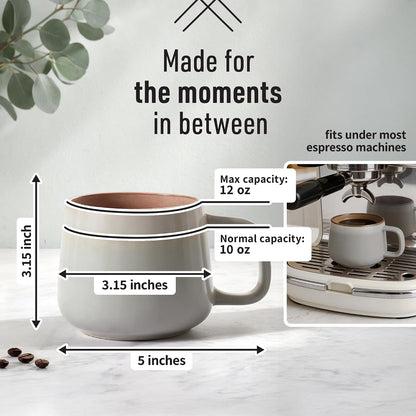 Ava Nord Stoneware Ceramic Coffee Mugs Set of 4 | 12 oz | Sage Ash | Lead-Free, Non-Toxic, Freezer - Microwave & Dishwasher Safe, Comfortable Handle, Aesthetic Nordic Design for Cappuccino