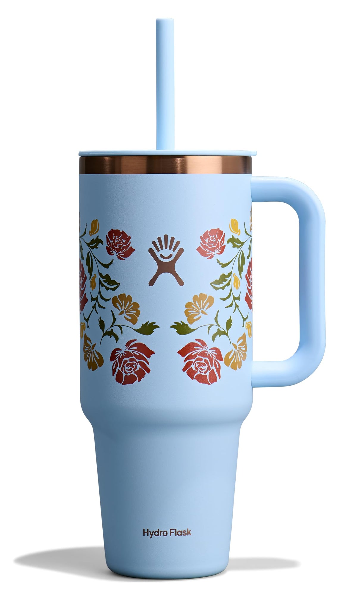 Hydro Flask Travel Tumbler with Handle, Lid and Straw - Insulated Stainless Steel in 40 Oz Trillium
