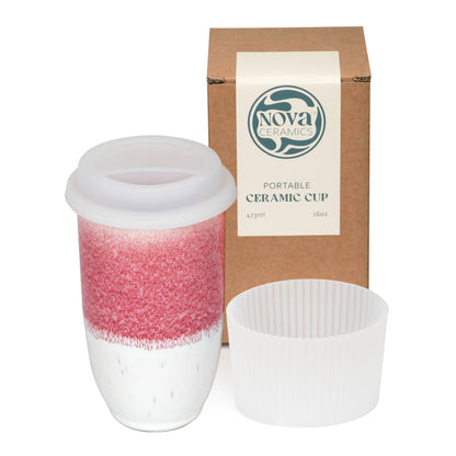NOVA CERAMICS 12oz Travel Coffee Mug - Unique Microwave & Dishwasher Safe Tumbler With Lid - Gifts For Women & Men