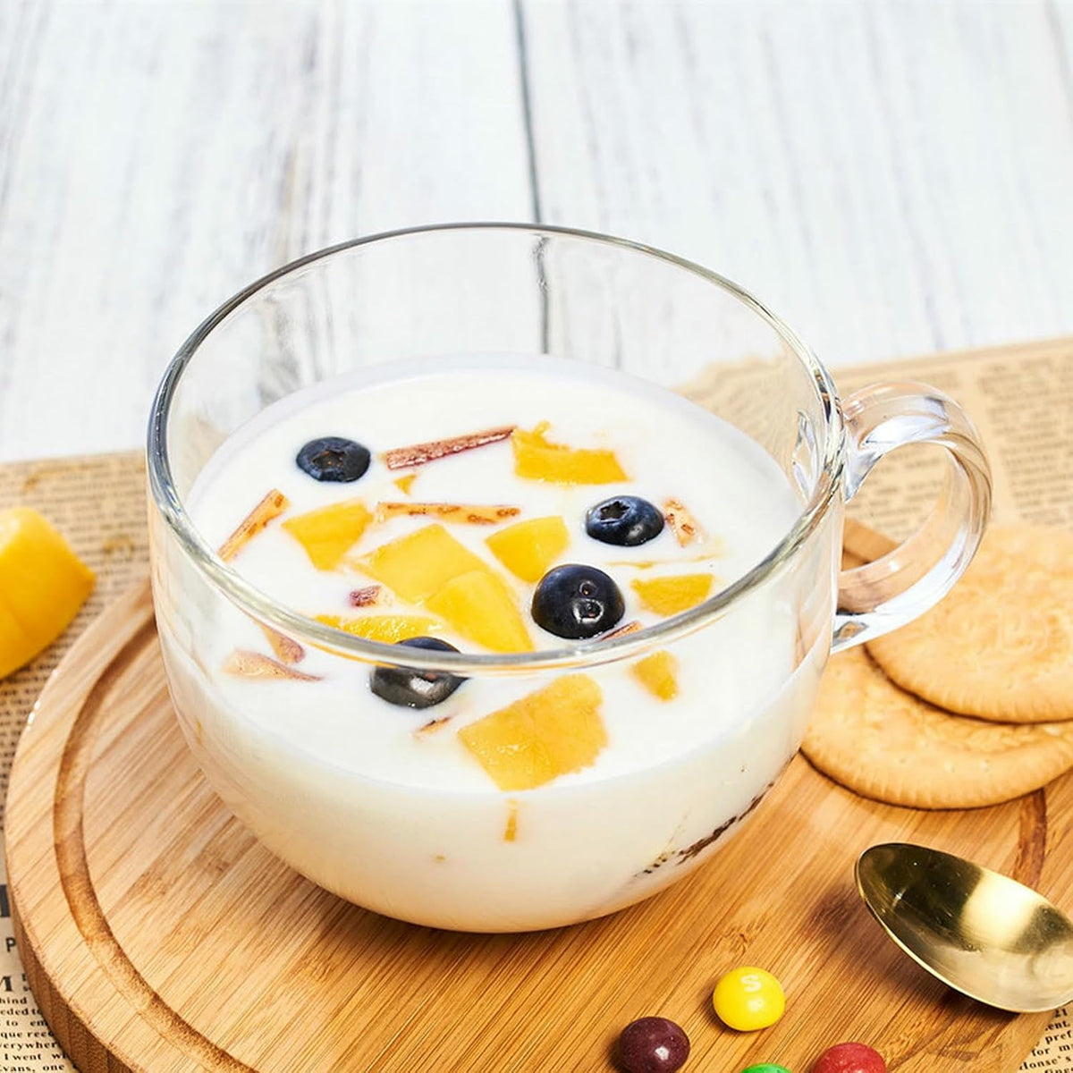 470Ml/15.5oz Glass Milk Tea Round Breakfast Cup, Home Simple Coffee - Milk Cup