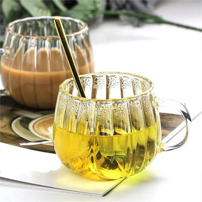 Easy to Clean 400ml Glass Breakfast Milk Cup with Handle, Cute, for Office,Home Use, Coffee Cup(Gray)