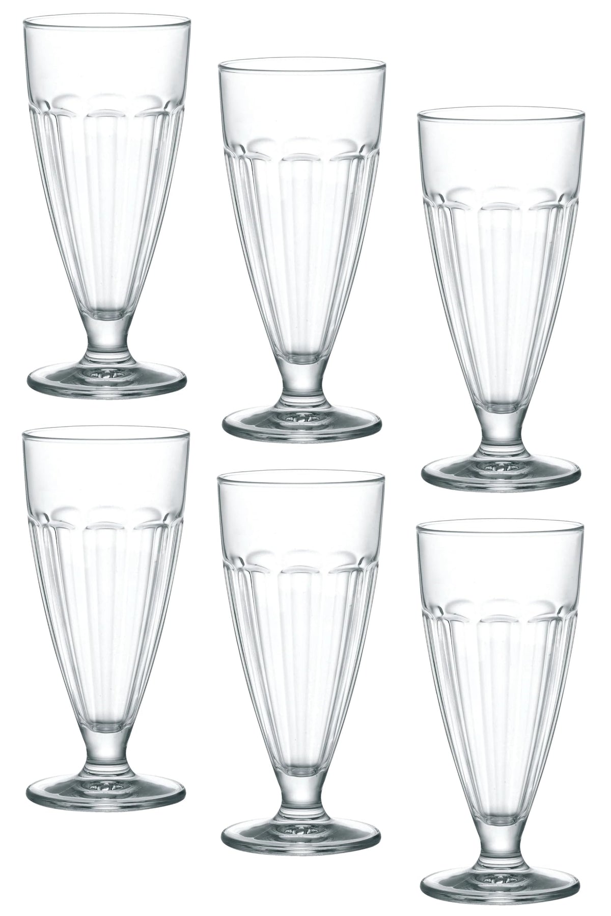 Bormioli Rocco Rock Bar Stackable Beverage, Set Of 6 Dishwasher Safe Drinking Glasses For Soda, Juice, Milk, Coke, Beer, Spirits – 12.5oz Durable Tempered Glass Water Tumblers For Daily Use