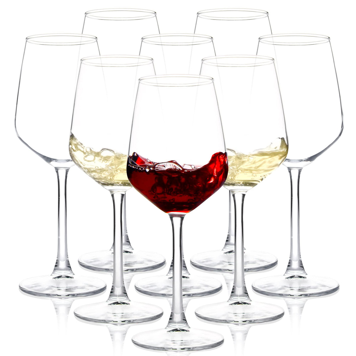 Wine Glasses Set of 12, 12oz Clear Red/White Wine Cup, Long Stem Wine Glasses for Party, Wedding and Home
